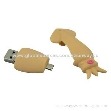 Cartoon Dual-USB Flash Drive with Micro USB Port, 2-32GB
